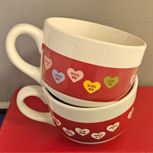 Pair of Valentine Soup Mugs -Microwave and Dishwasher Safe- Preowned Condition - Picture 4 of 7